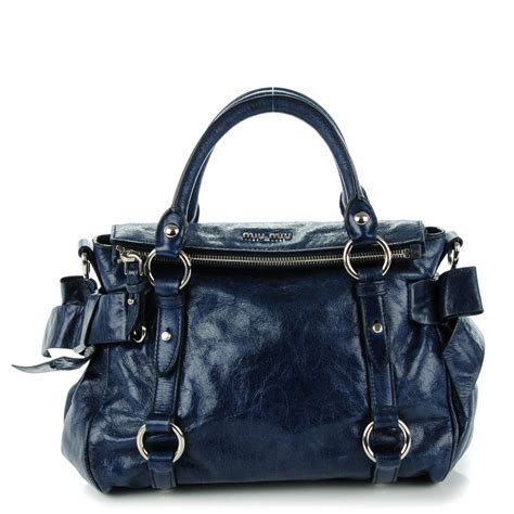 Miu Miu Vitello Lux Bow bag in Navy